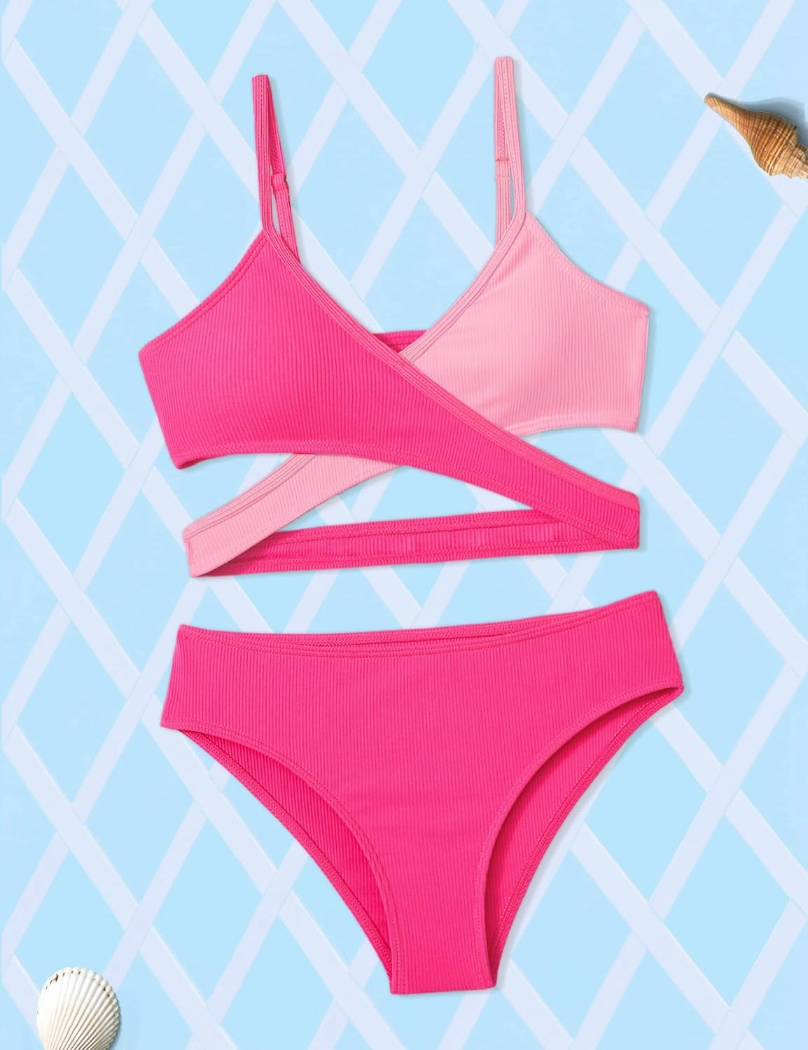 Girls Swimsuits Bikini Set,Two Piece Swimsuit Criss Cross Bathing Suit Girls' Swimwear