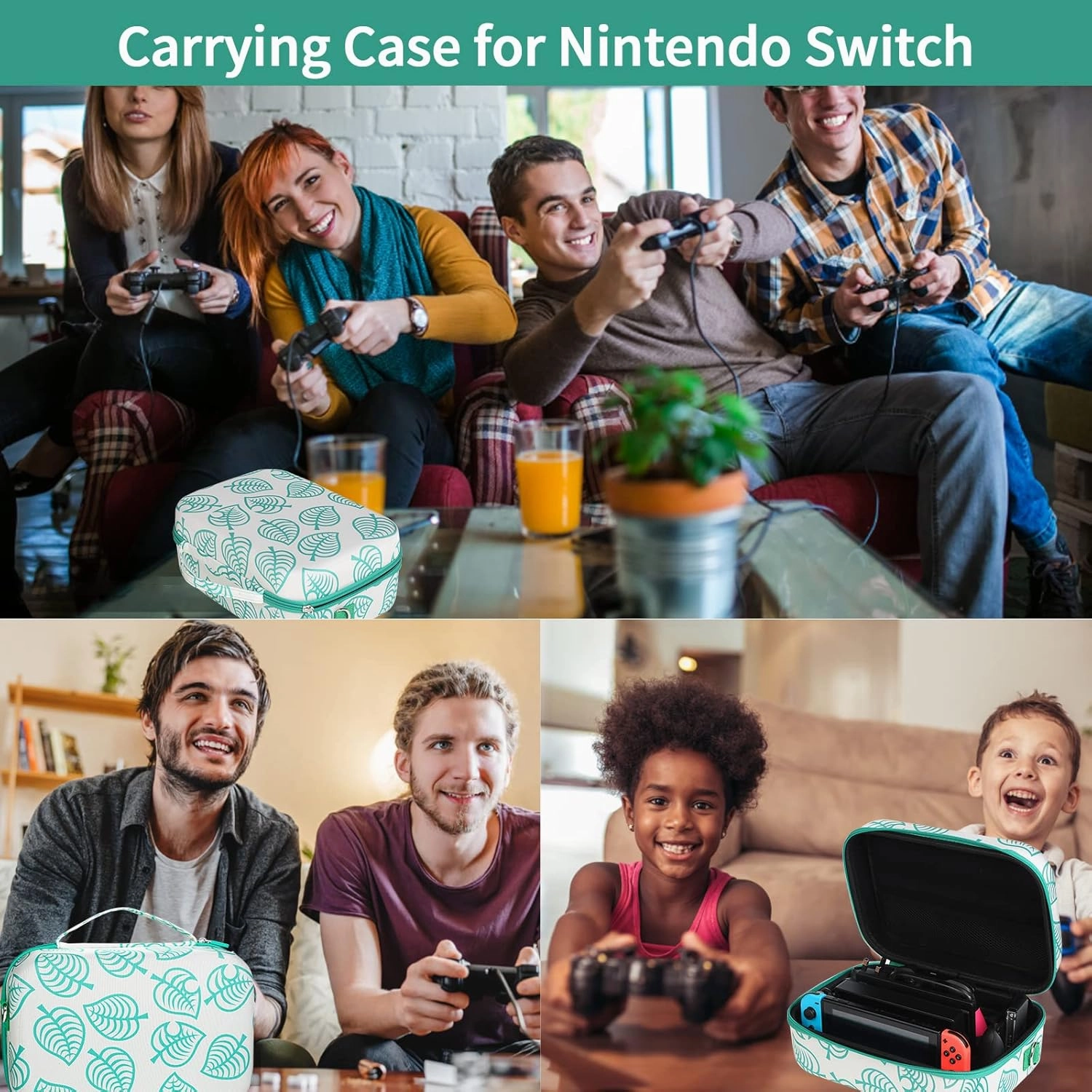 Glamgen Carrying Storage Case for Nintendo Switch,Hard Shell Travel Cases Fits Complete Switch System Console,Switchs Dock,Pro Controller,AC Adapter Cable,Animal Crossing Pattern