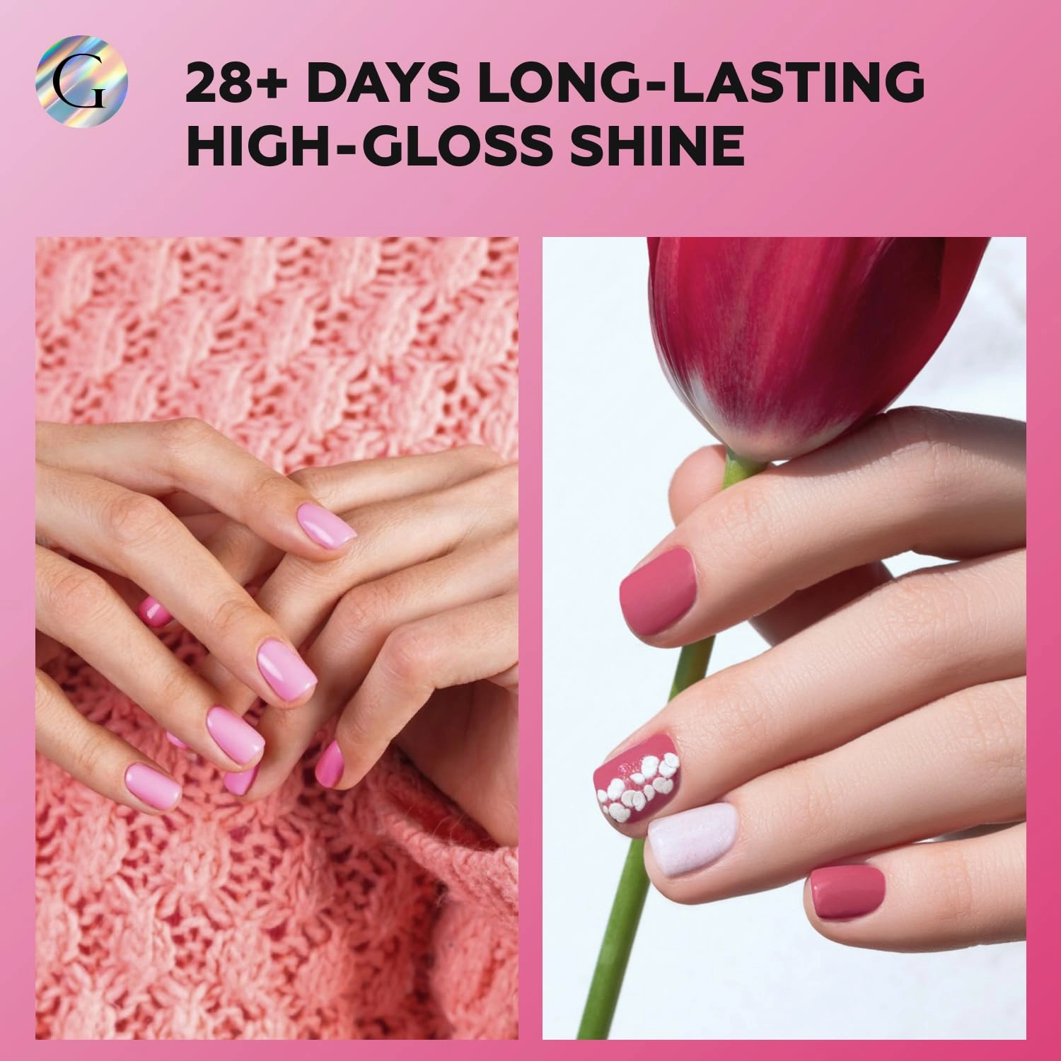 GLOSS HEMA Free Gel Polish Set | 6 Pcs Pink Gel Nail Polish with Taft Blush, Ballerina, Dazzle, Lemonade, Dark Pink, Fuchsia Colors, UV LED Nail Polish, Manicure Salon DIY at Home Gifts for Girls