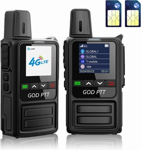 GODPTT Global Walkie Talkie, Nationwide Unlimited Range Long-Distance 4G PTT PoC Two-Way Radio, Mini Portable,1-Year Free Data, No Platform Fee (2-Pack K360 with SIM)