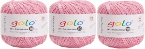 golo 3 Balls Crochet Thread Size 10 Crochet Yarn for Hand Knitting