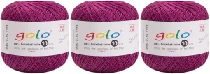 golo 3 Balls Crochet Thread Size 10 Crochet Yarn for Hand Knitting