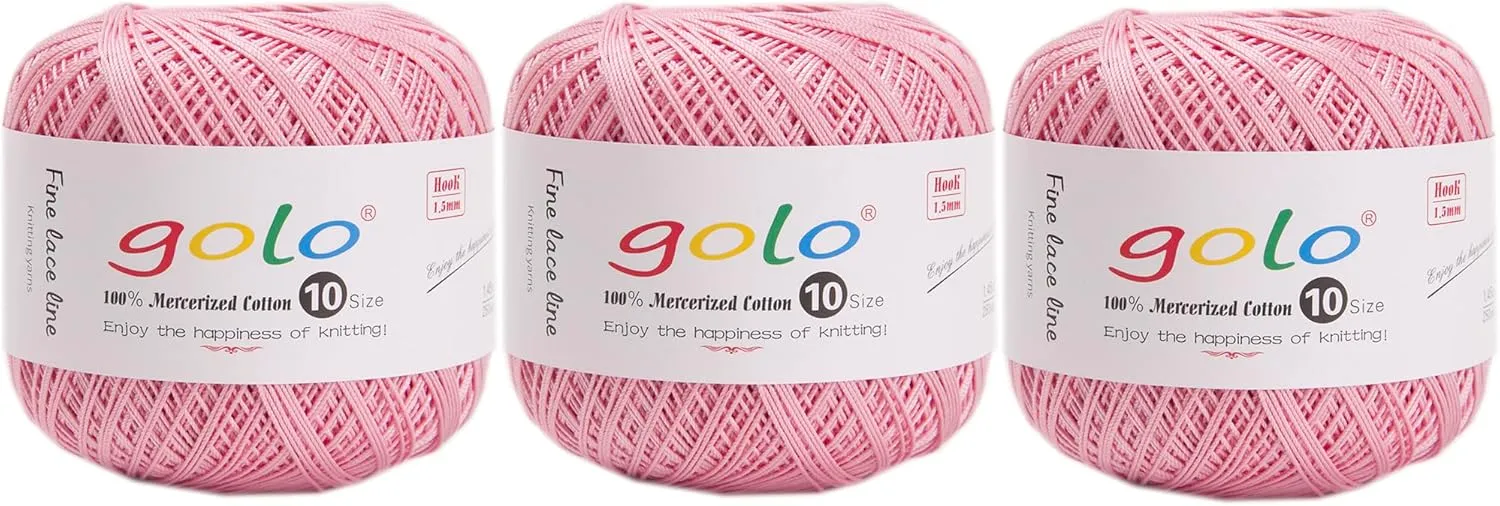 golo 3 Balls Crochet Thread Size 10 Crochet Yarn for Hand Knitting