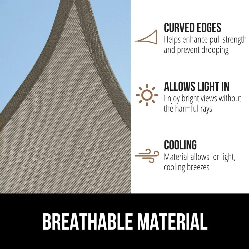 GORILLA GRIP Heavy Duty Sun Shade, UV Protection Fade Tear and Rust Resistant Rectangle Sunshade Canopy, Curved Edges Blocks Sunlight, Breathable Sail, Outdoor Patio, Lawn Garden, 6x10 FT Gray