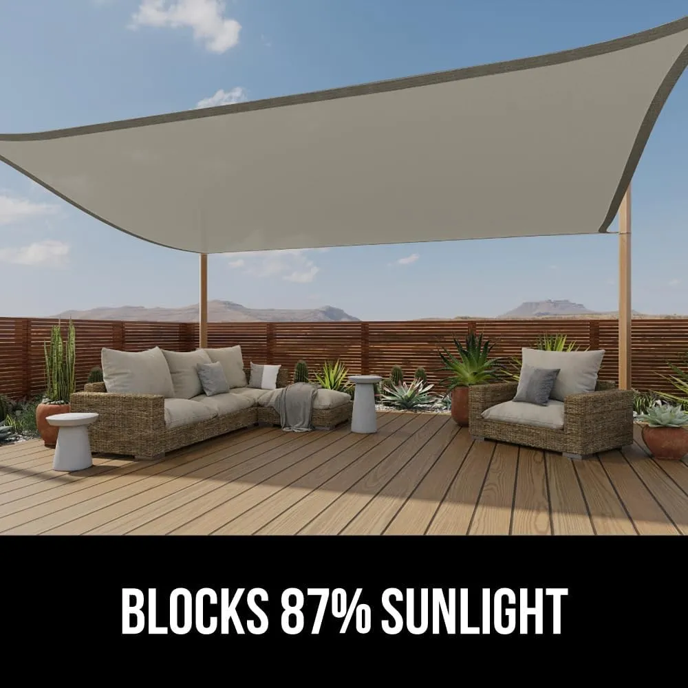 GORILLA GRIP Heavy Duty Sun Shade, UV Protection Fade Tear and Rust Resistant Rectangle Sunshade Canopy, Curved Edges Blocks Sunlight, Breathable Sail, Outdoor Patio, Lawn Garden, 6x10 FT Gray