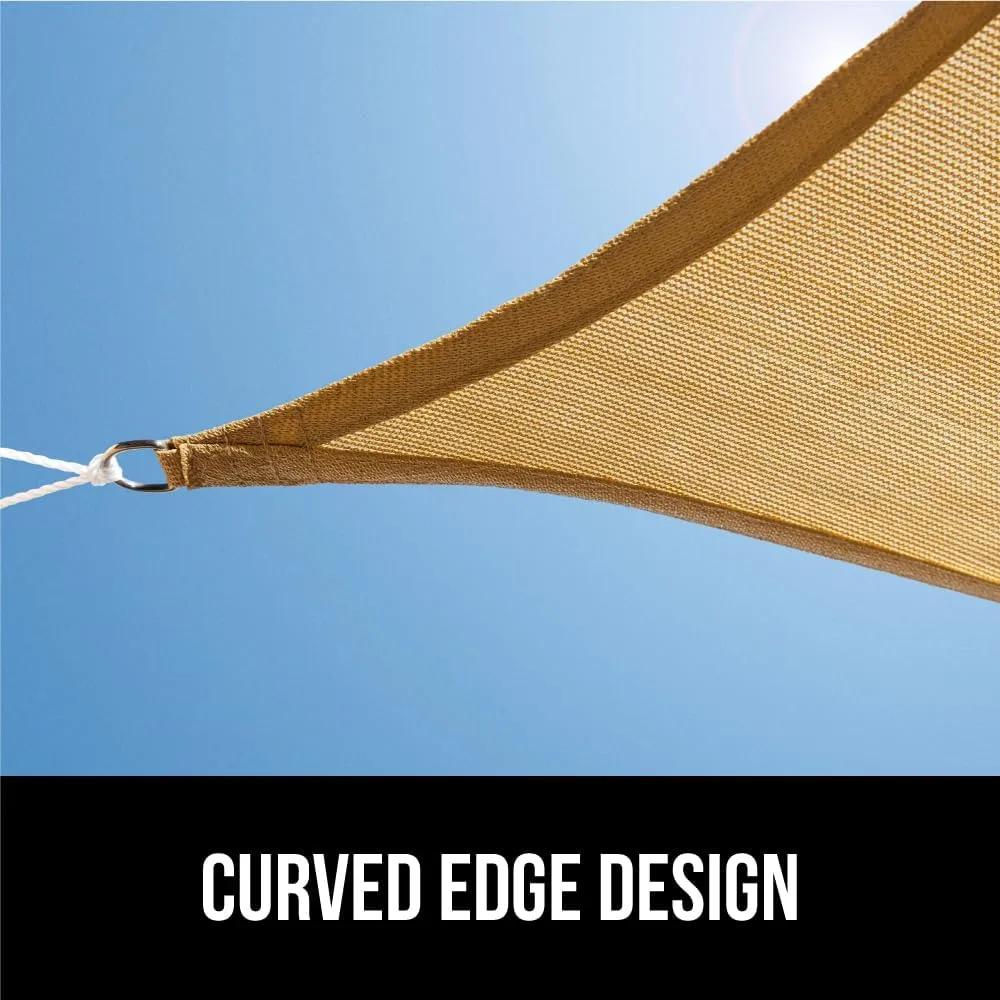 GORILLA GRIP Heavy Duty Sun Shade, UV Protection Fade Tear and Rust Resistant Rectangle Sunshade Canopy, Curved Edges Blocks Sunlight, Breathable Sail, Outdoor Patio, Lawn Garden, 6x10 FT Sand