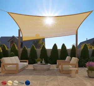 GORILLA GRIP Heavy Duty Sun Shade, UV Protection Fade Tear and Rust Resistant Rectangle Sunshade Canopy, Curved Edges Blocks Sunlight, Breathable Sail, Outdoor Patio, Lawn Garden, 6x10 FT Sand