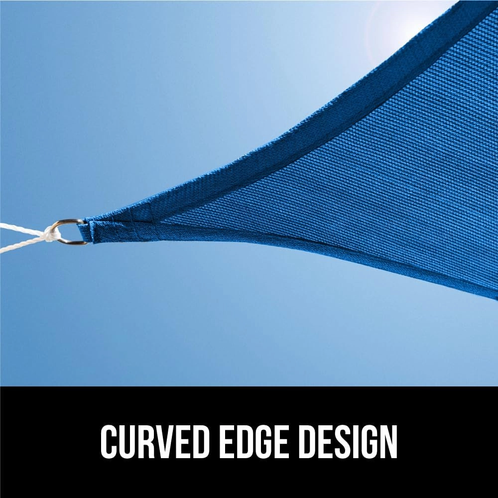 GORILLA GRIP Heavy Duty Sun Shade, UV Protection Fade Tear and Rust Resistant Rectangle Sunshade Canopy, Curved Edges Blocks Sunlight, Breathable Sail, Outdoor Patio, Lawn Garden 10x13 FT Blue