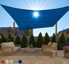 GORILLA GRIP Heavy Duty Sun Shade, UV Protection Fade Tear and Rust Resistant Rectangle Sunshade Canopy, Curved Edges Blocks Sunlight, Breathable Sail, Outdoor Patio, Lawn Garden 10x13 FT Blue