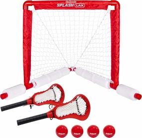GoSports Lacrosse Floating Pool Goal Set - Includes Water Goal, 2 Sticks and 4 Soft Balls, Red