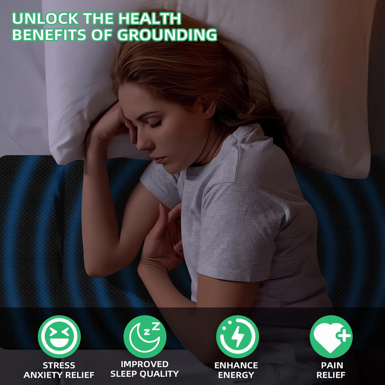 Grounding Mat,Soft Leather Grounding Pad for Sleep,Multi-Scenario Grounding,Grounding Mat for Bed,Desk,Floor.Earthing mat,Grounding Well,Earthing Mat for Sleep,Energy (Large Queen 27 x 60 in)