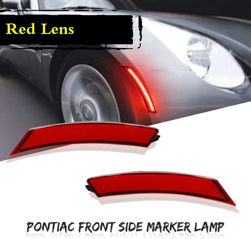 GTINTHEBOX Red Lens Red LED Front Side Marker Lamps Compatible with 2006-2010 Pontiac Solstice,2007-2010 Saturn Sky