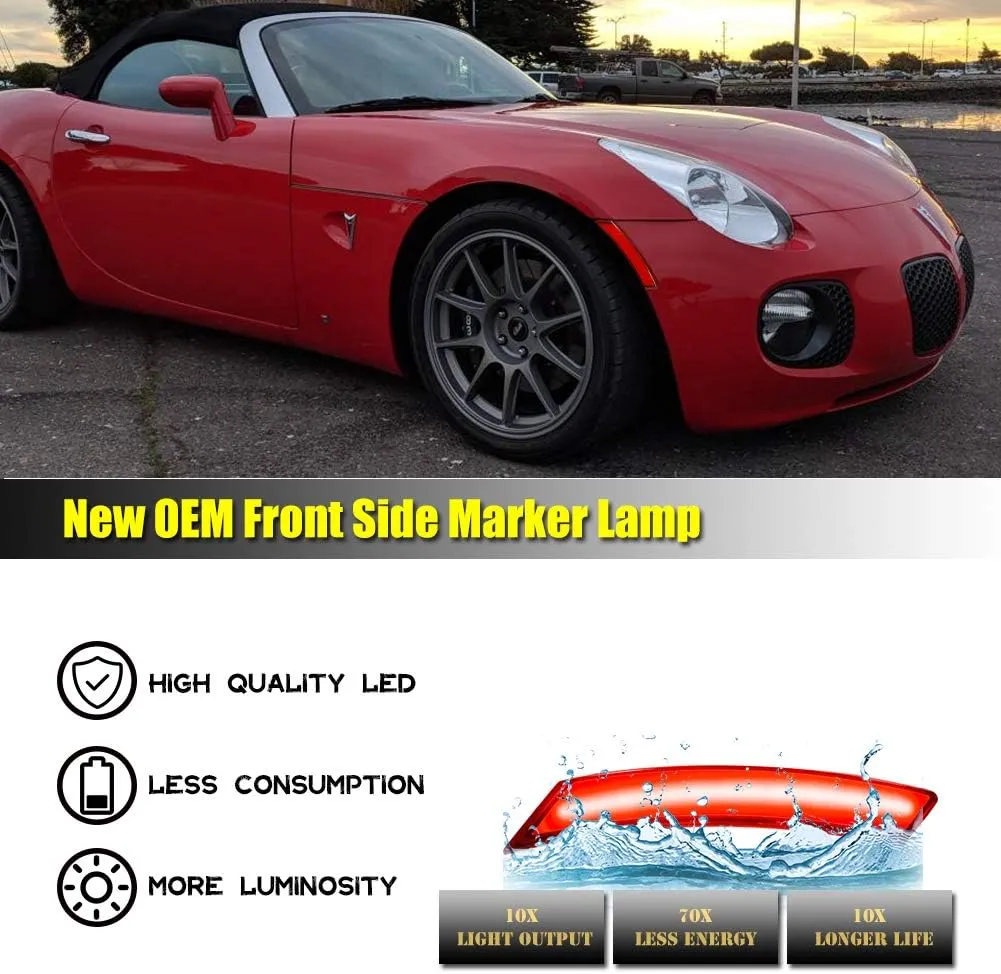 GTINTHEBOX Red Lens Red LED Front Side Marker Lamps Compatible with 2006-2010 Pontiac Solstice,2007-2010 Saturn Sky
