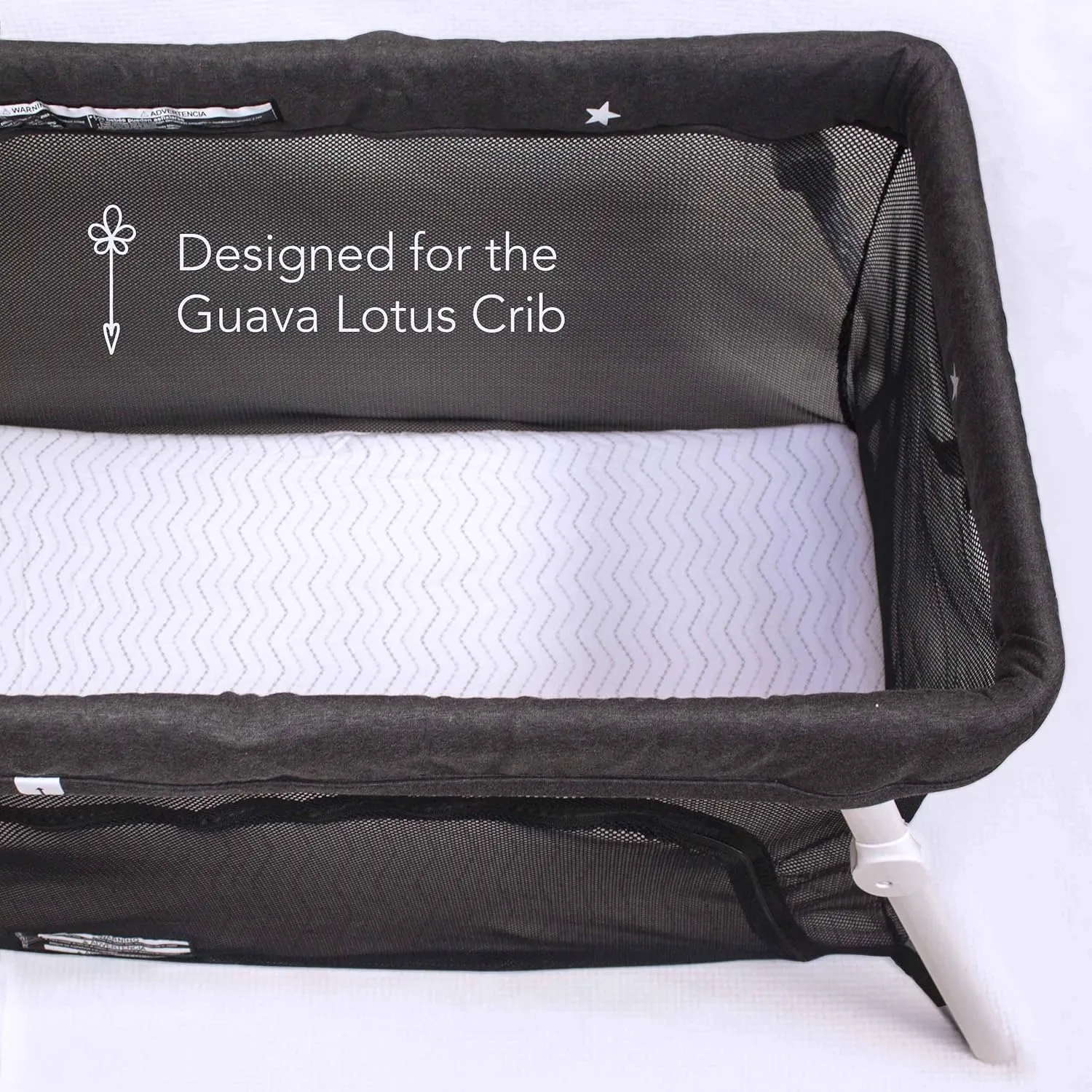 Guava Lotus Travel Crib Sheets (Set of 2) - 100% Organic Cotton Crib Sheets, Baby and Toddler, Fitted Crib Sheets, for Boys & Girls (for The New 4 TAB Mattress ONLY) (Blue Tones)