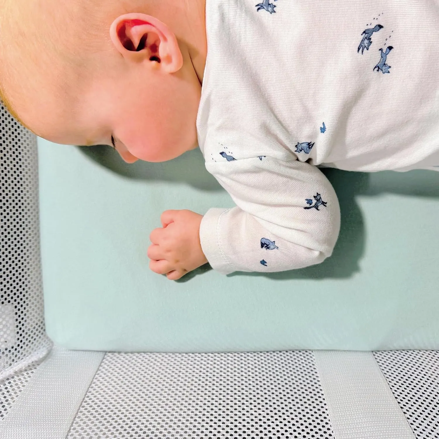 Guava Lotus Travel Crib Sheets (Set of 2) - 100% Organic Cotton Crib Sheets, Baby and Toddler, Fitted Crib Sheets, for Boys & Girls (for The New 4 TAB Mattress ONLY) (Blue Tones)