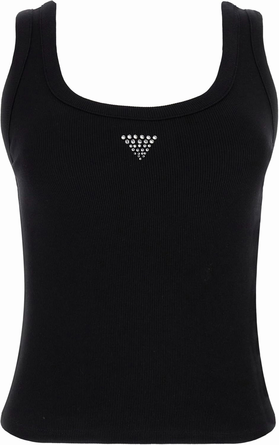 GUESS Women's Eco Sleeveless Triangle Bling Rib Tank