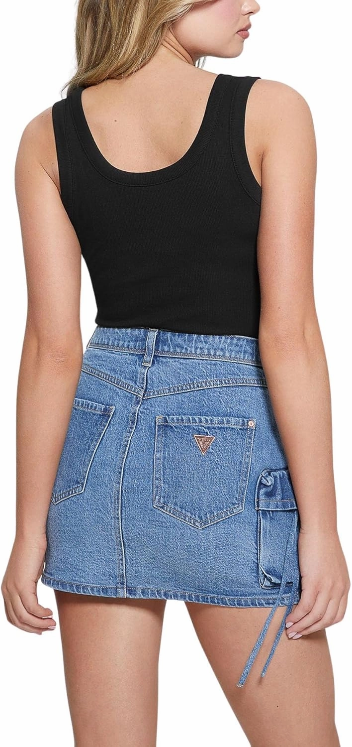 GUESS Women's Eco Sleeveless Triangle Bling Rib Tank