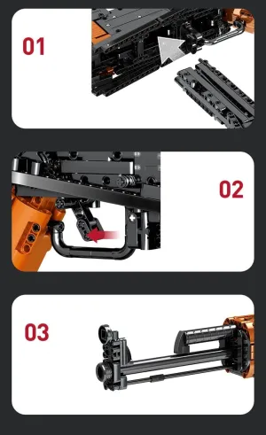 Gun Building Block, 806 Pcs Manually Loaded Shooting Blaster Model Kit, Military Type 56 Submachine Gun Weapon Building Kit Compatible with Major Brands