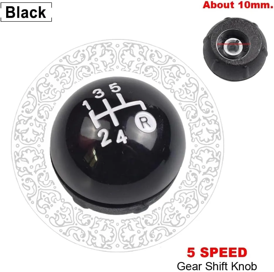 Hacreyatu 5 Speed Gear Shift Knob Sitck Head Leather Gloss Black Cap Replacement，Compatible with Fiat 500 500C 2007-2018 (5 Speed Bright Black)