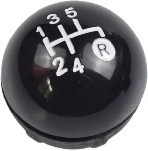 Hacreyatu 5 Speed Gear Shift Knob Sitck Head Leather Gloss Black Cap Replacement，Compatible with Fiat 500 500C 2007-2018 (5 Speed Bright Black)