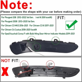 Hacreyatu 2PC Dynamic Led Side Mirror Sequential Turn Signal Lights For Peugeot 208 2008 2012 2013 2014 2015 2016 2017 2018 2019 2020 Citroen C3