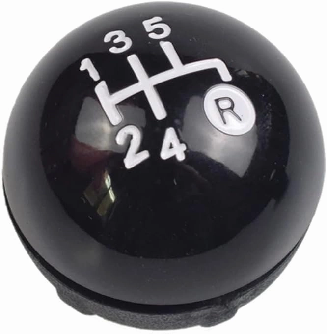 Hacreyatu 5 Speed Gear Shift Knob Sitck Head Leather Gloss Black Cap Replacement，Compatible with Fiat 500 500C 2007-2018 (5 Speed Bright Black)
