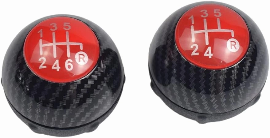 Hacreyatu 5 Speed Gear Shift Knob Sitck Head Leather Gloss Black Cap Replacement，Compatible with Fiat 500 500C 2007-2018 (5 Speed Carbon 1)