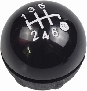 Hacreyatu 5 Speed Gear Shift Knob Sitck Head Leather Gloss Black Cap Replacement，Compatible with Fiat 500 500C 2007-2018 (6 Speed Bright Black)