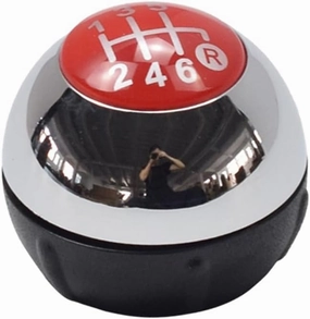 Hacreyatu 5 Speed Gear Shift Knob Sitck Head Leather Gloss Black Cap Replacement，Compatible with Fiat 500 500C 2007-2018 (6 Speed Bright Silver)