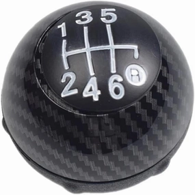 Hacreyatu 5 Speed Gear Shift Knob Sitck Head Leather Gloss Black Cap Replacement，Compatible with Fiat 500 500C 2007-2018 (6 Speed Carbon 2)