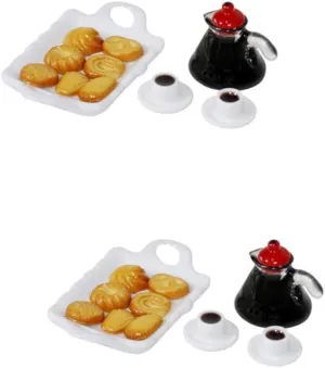 HANABASS 4 Sets Adorable Miniature Food Desktop Tiny Set Mini Coffee Cup Model Decorative