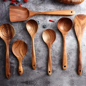Handcrafted Wooden Cooking Utensils Set | Eco-Friendly Kitchen Tools