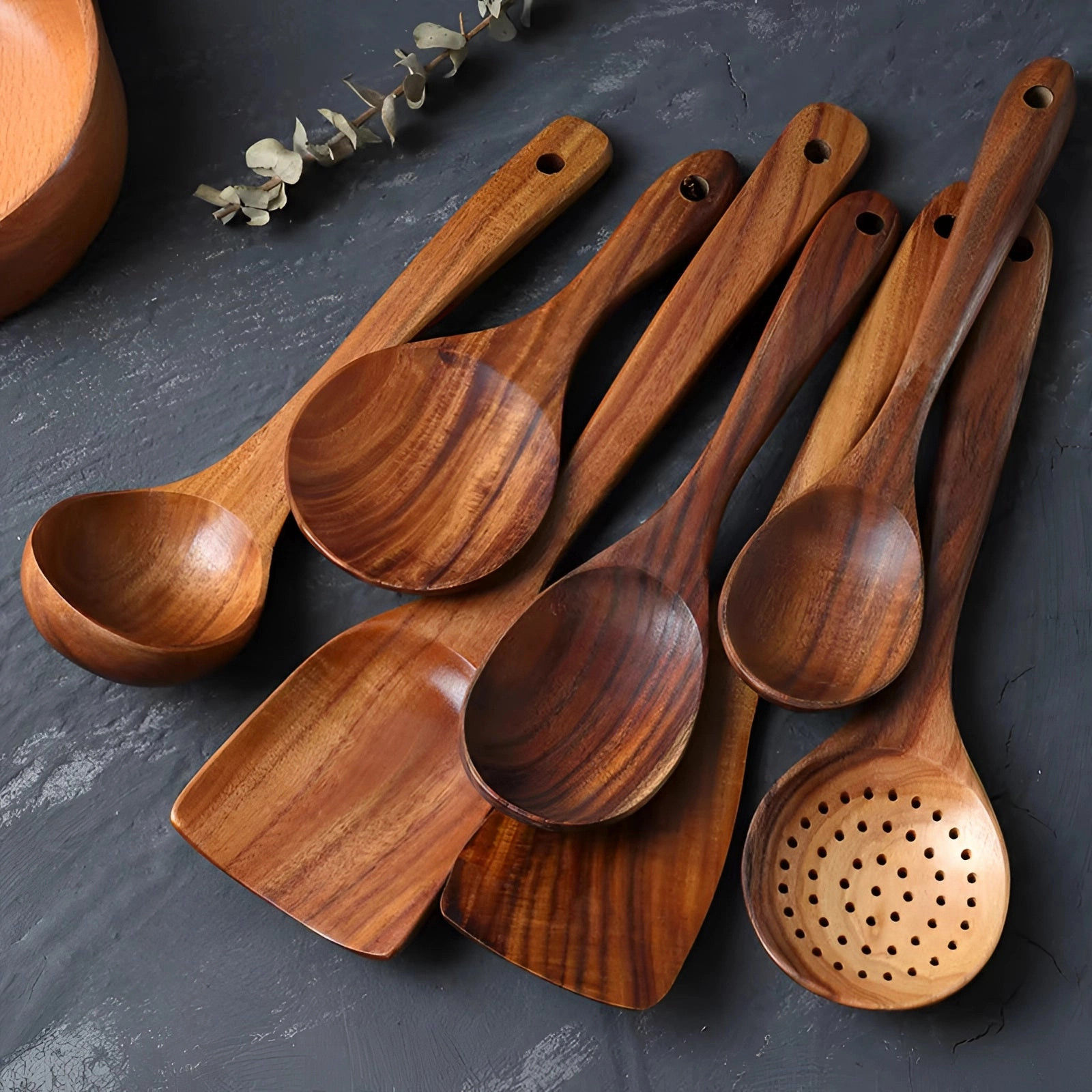 Handcrafted Wooden Cooking Utensils Set | Eco-Friendly Kitchen Tools