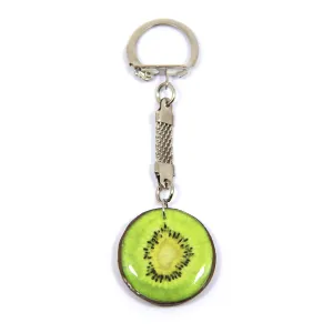 Handmade Kiwi Fruit Keychain Handbag Charm Keyring Vegeterian Gift Idea Polymer Clay Key Chain Fruits Slice Bright Jewelry Gift for Girl