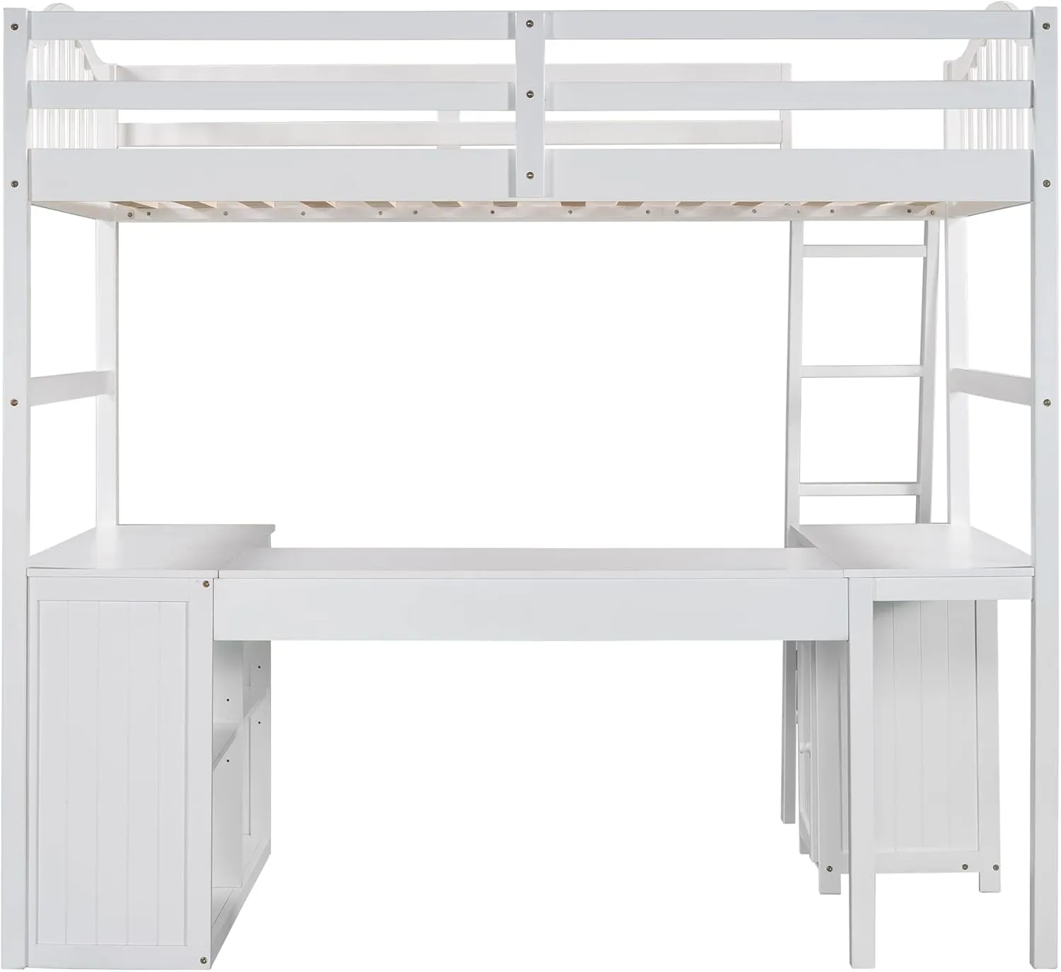 Harper & Bright Designs Twin Loft Bed with Desk, Wooden Loft Bed Frame with Storage Drawers, Cabinet, Shelves, for Kids Teens Adults (Twin Size, White)