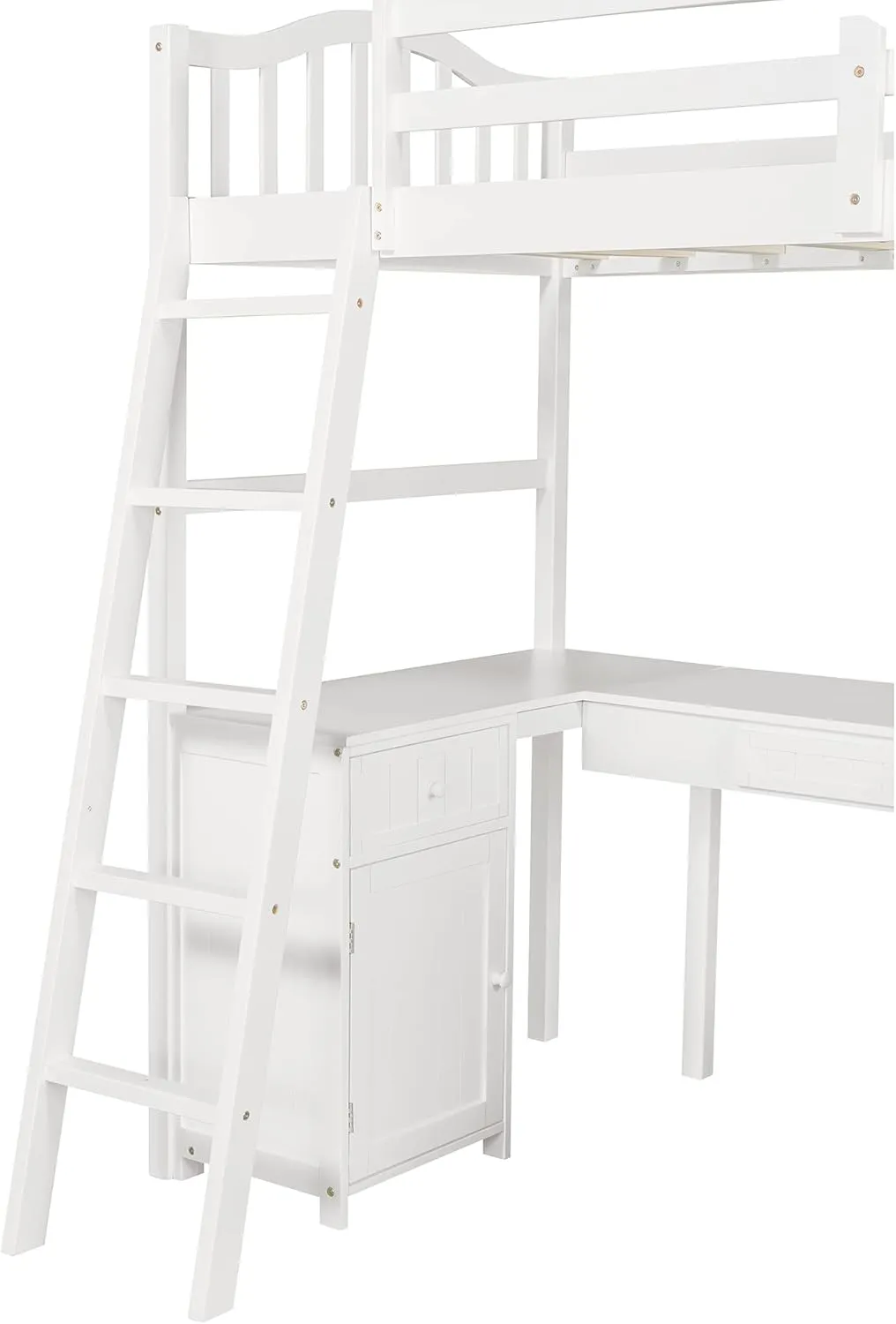 Harper & Bright Designs Twin Loft Bed with Desk, Wooden Loft Bed Frame with Storage Drawers, Cabinet, Shelves, for Kids Teens Adults (Twin Size, White)