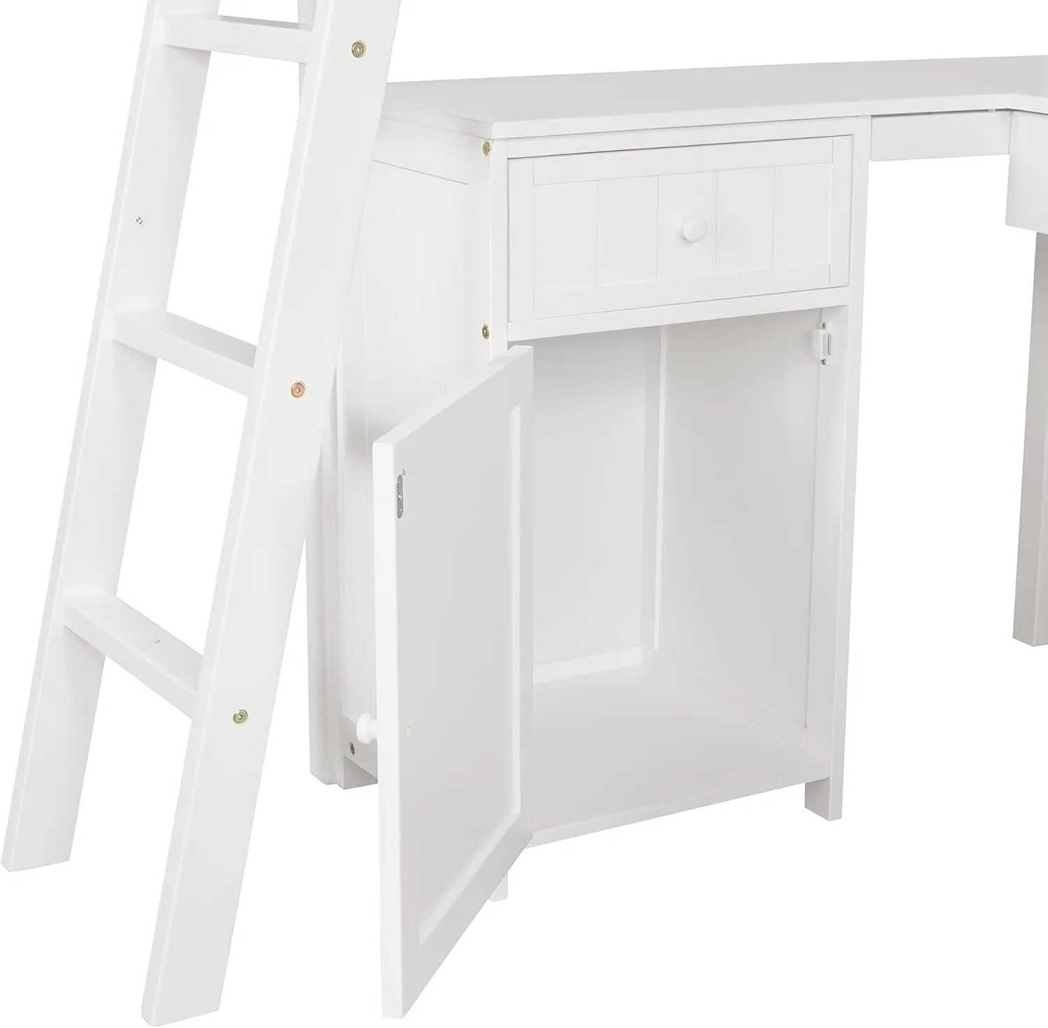 Harper & Bright Designs Twin Loft Bed with Desk, Wooden Loft Bed Frame with Storage Drawers, Cabinet, Shelves, for Kids Teens Adults (Twin Size, White)
