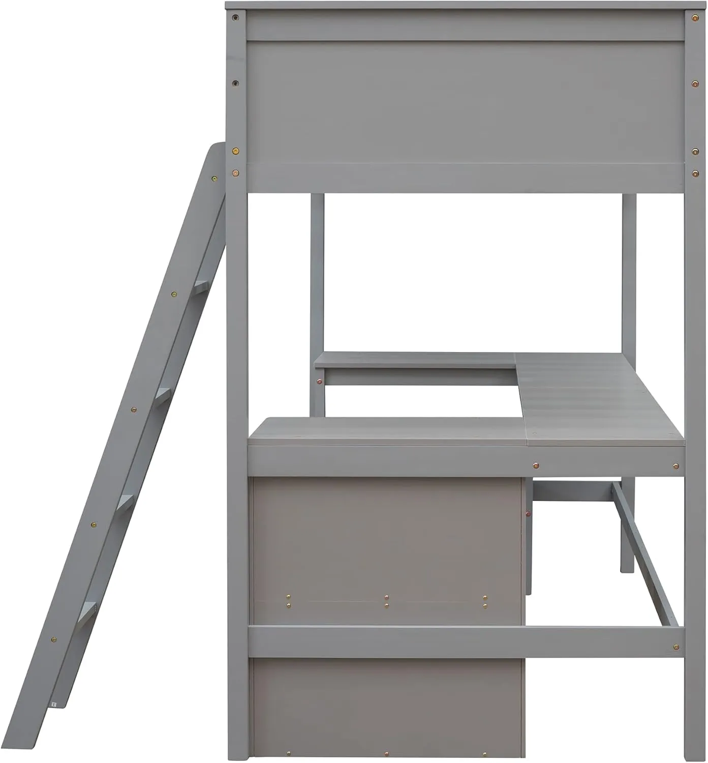 Harper & Bright Designs Twin Size Loft Bed with Desk and Shelves, Wooden Loft Bed with Storage, for Kids Teens Adults (Gray)