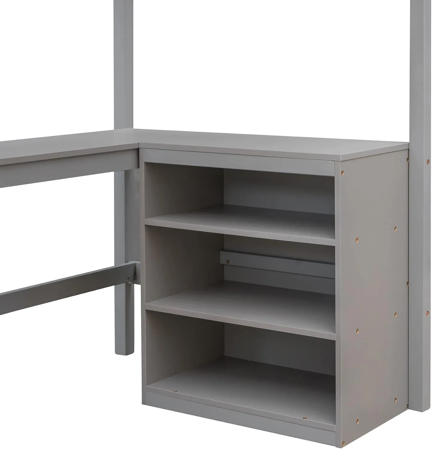 Harper & Bright Designs Twin Size Loft Bed with Desk and Shelves, Wooden Loft Bed with Storage, for Kids Teens Adults (Gray)