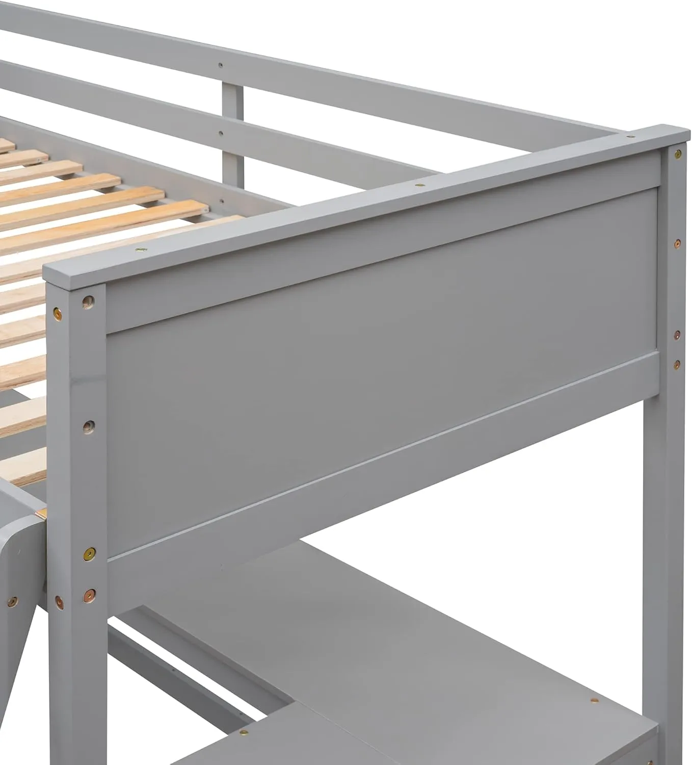 Harper & Bright Designs Twin Size Loft Bed with Desk and Shelves, Wooden Loft Bed with Storage, for Kids Teens Adults (Gray)