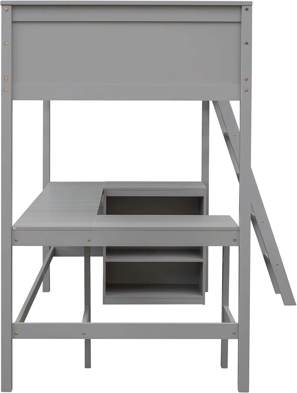 Harper & Bright Designs Twin Size Loft Bed with Desk and Shelves, Wooden Loft Bed with Storage, for Kids Teens Adults (Gray)