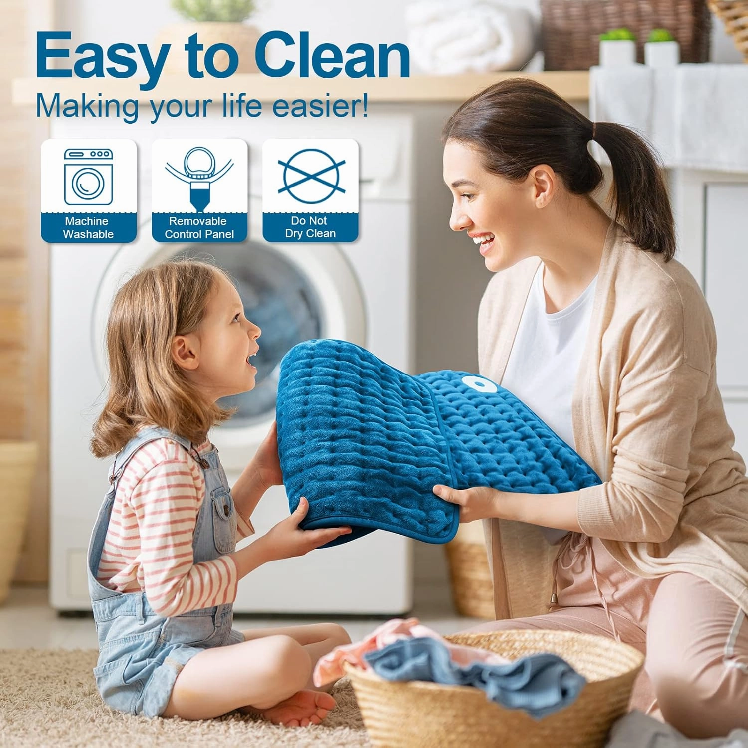 Heating Pad for Back Pain Relief, Electric Heating Pads for Cramps/Abdomen/Waist/Shoulder with 6 Heat Settings and Auto-Off, Moist/Dry Heat pad, Christmas Gifts for Women Men Mom Dad, 12" x 24"