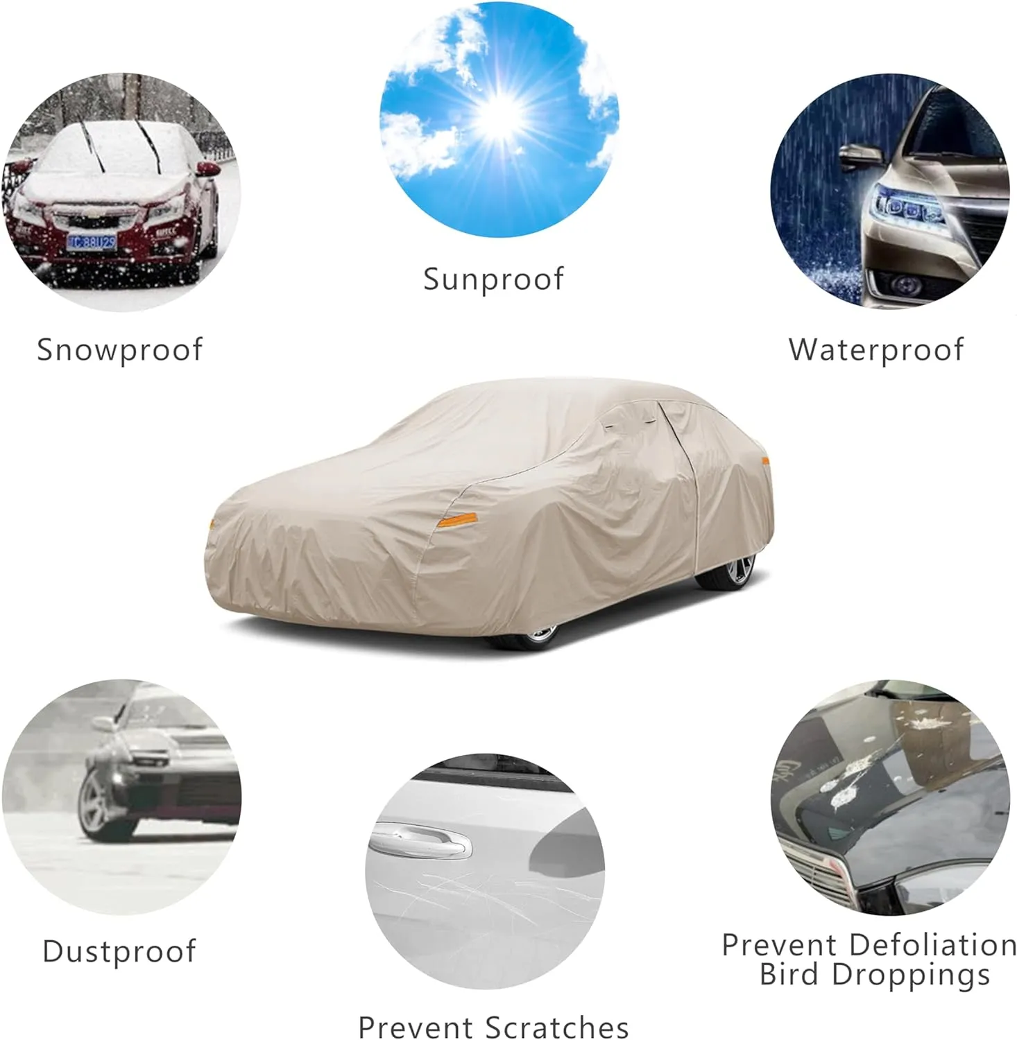 Heavy Duty Outdoor Car Cover Custom Fit for Dodge Challenger, Windproof All Weather Waterproof Sun Rain UV Dust Snow Protection Outdoor Car Covers
