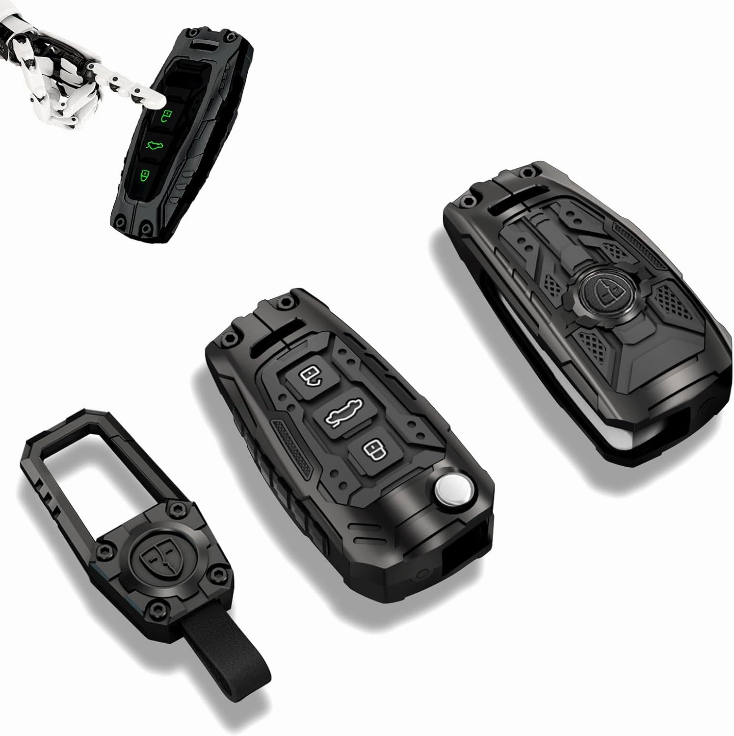 Heavy Metal Key Fob Cover Protector, Compatible with Audi A1 A3 Q3 Q7 R8 A6L TT Keychain Accessories