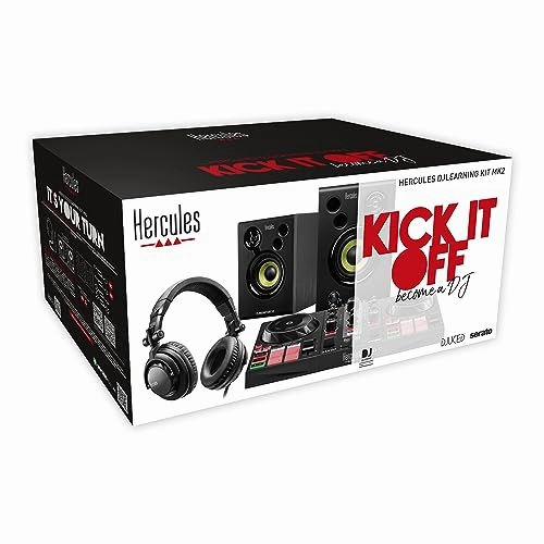 Hercules DJLearning Kit MK II including the DJ Inpulse 200 MK II controller, HD45 headphones and DJ Monitor 32 speakers