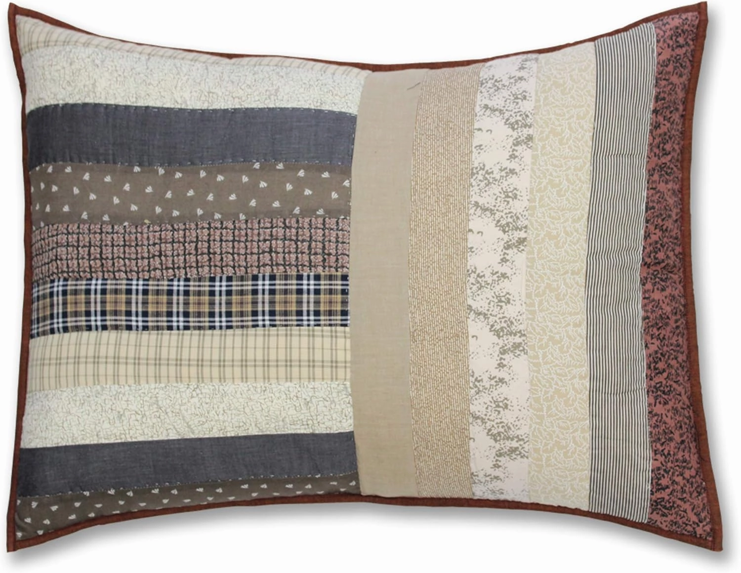 Heritage Log Cabin Super King Quilt - 5 Pieces Set (Contains Quilt-110 Wx96 L, Pillow Shams-21 x27, Toss Pillow-16 x16 & Bed Skirt-76 x80), Hand-Cut and Patchwork Cotton Fabric Blocks