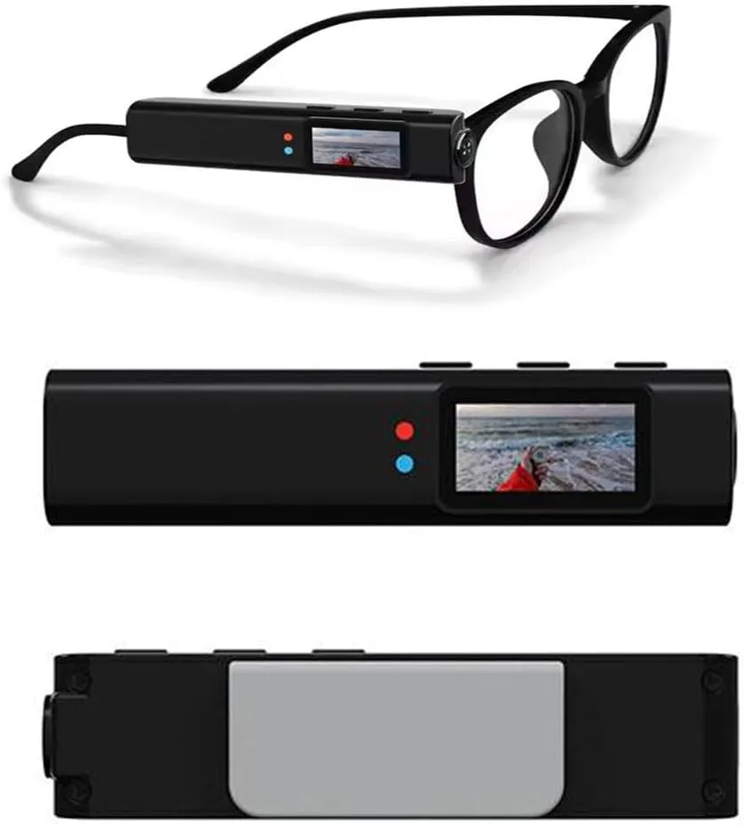 High-Resolution 2.7K Wearable Camera, Portable Small Digital Video Body Camera, Head Mounted Sports Camera, Video Recording Camera Glasses for Travelers/Business (White 1pcs)