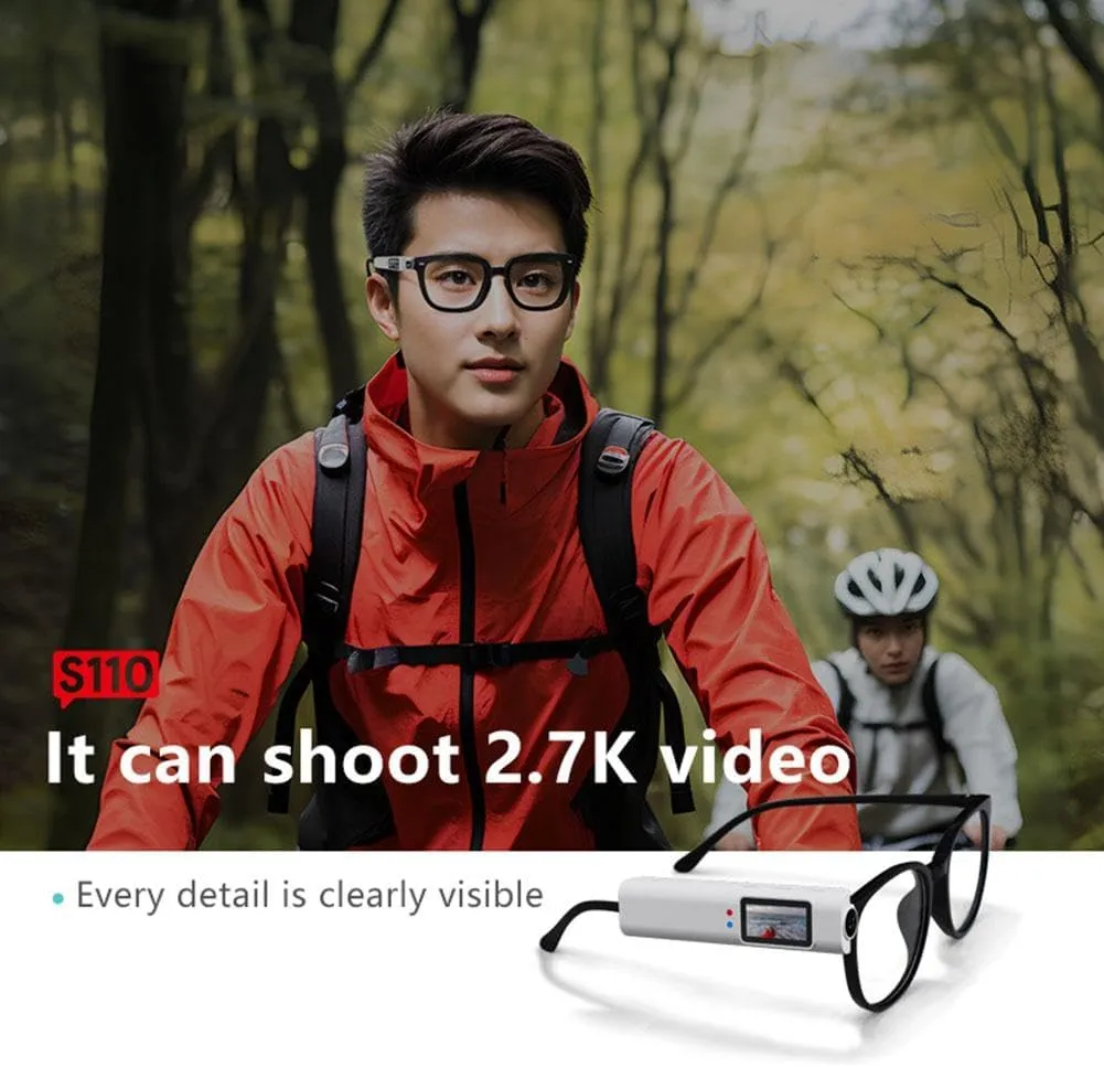High-Resolution 2.7K Wearable Camera, Portable Small Digital Video Body Camera, Head Mounted Sports Camera, Video Recording Camera Glasses for Travelers/Business (White 1pcs)