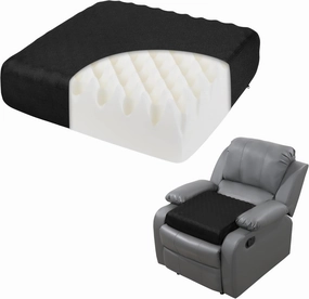HOMBYS 5" Thick Egg Shaped Foam Recliner Chair Cushion for Elderly, Thicken & Extra Large Seat Cushion Cahir Pad for Couch, Armchair, Wheelchair for Easy to Stand Up & Reduce Hip & Lumbar Pain, Black