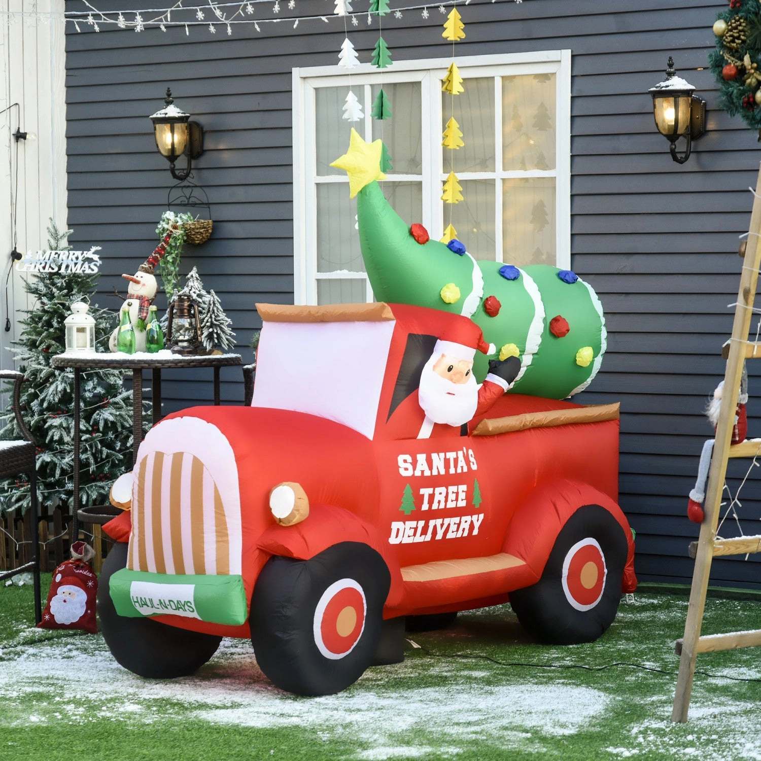 Homcom 6ft Truck Inflatable Christmas Decoration|Homcom Camion Gonflable De Noel